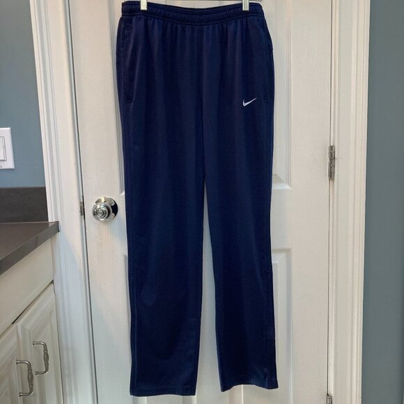 Nike Dark Blue Athletic Track Pants Dual Zip Leggings Size Large - Picture 1 of 6